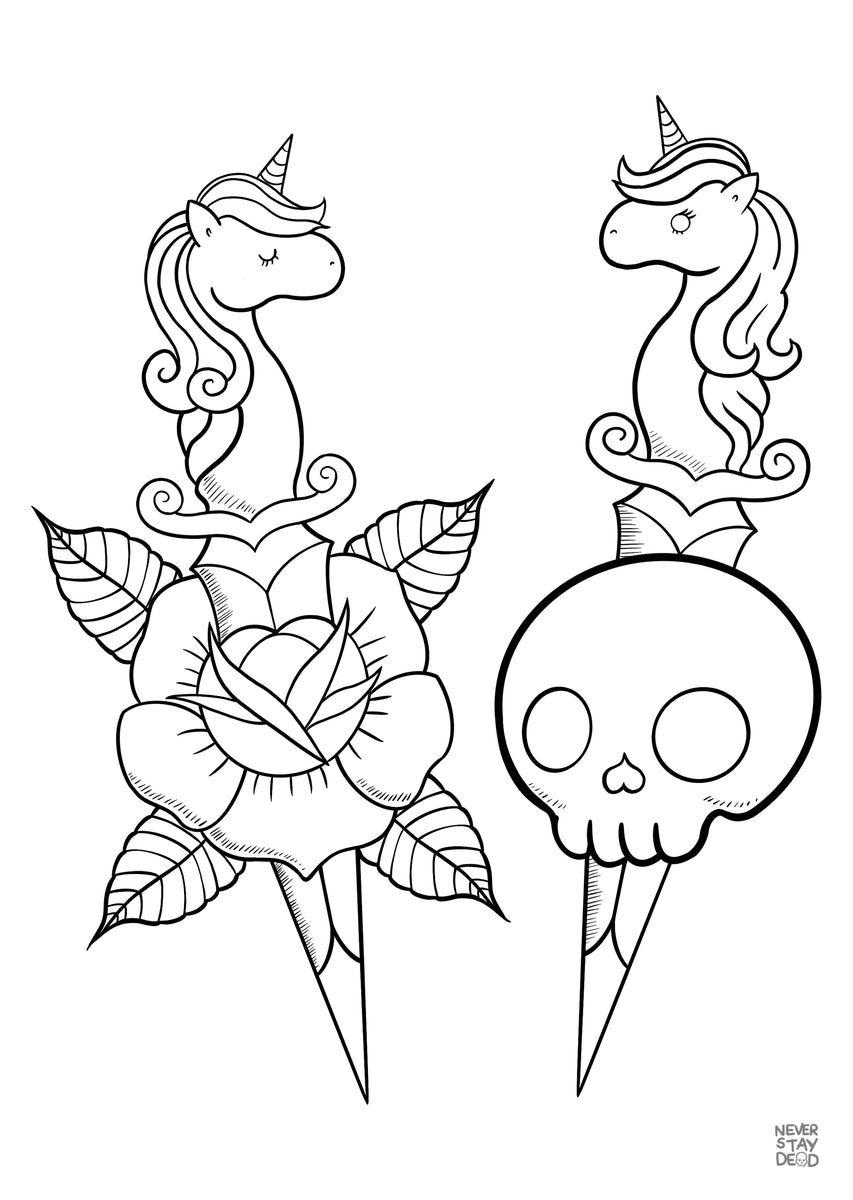 ‘Tattoo Trash’ Colouring Book Never Stay Dead