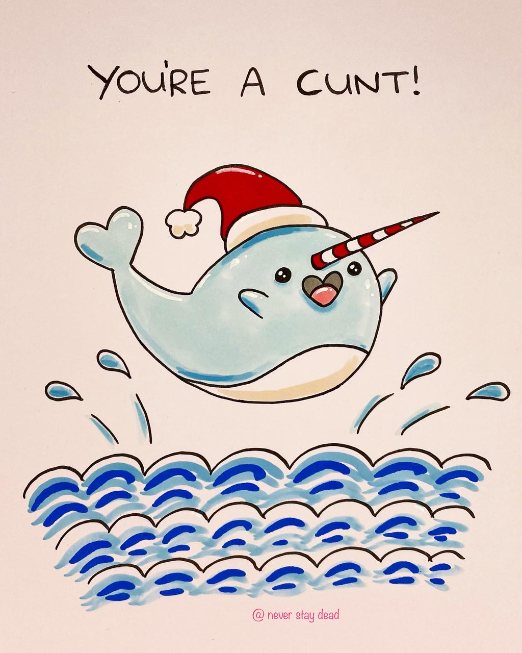 Mini Original ‘Christmas Narwhal’ Doodle