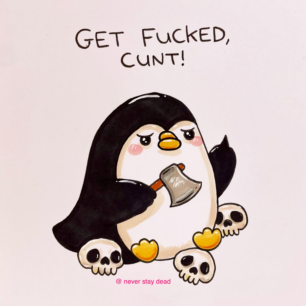 Mini Original ‘Axe Penguin’ Drawing (A5)