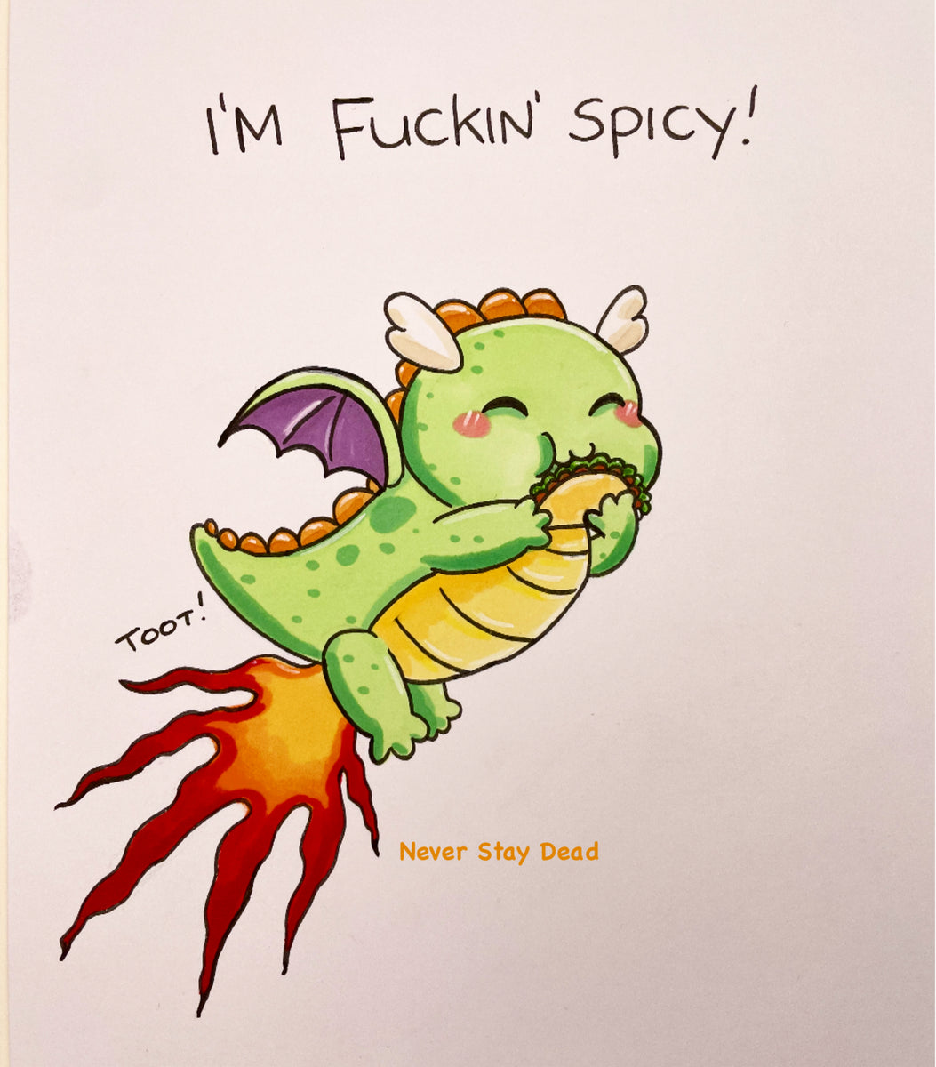Mini Original ‘Taco Dragon’ Doodle (A5) – Never Stay Dead
