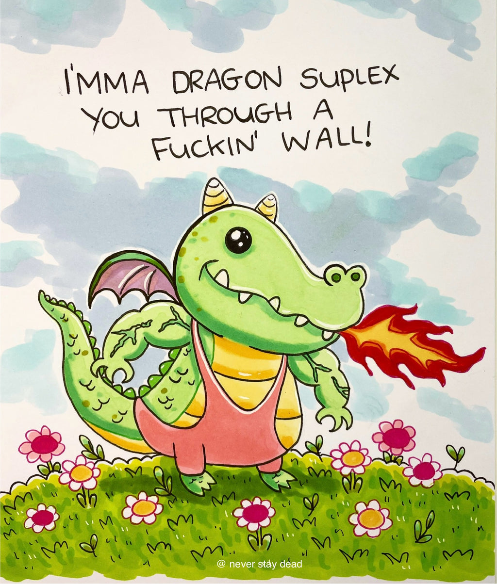 Mini Original ‘Wrestling Dragon’ Drawing (A5)