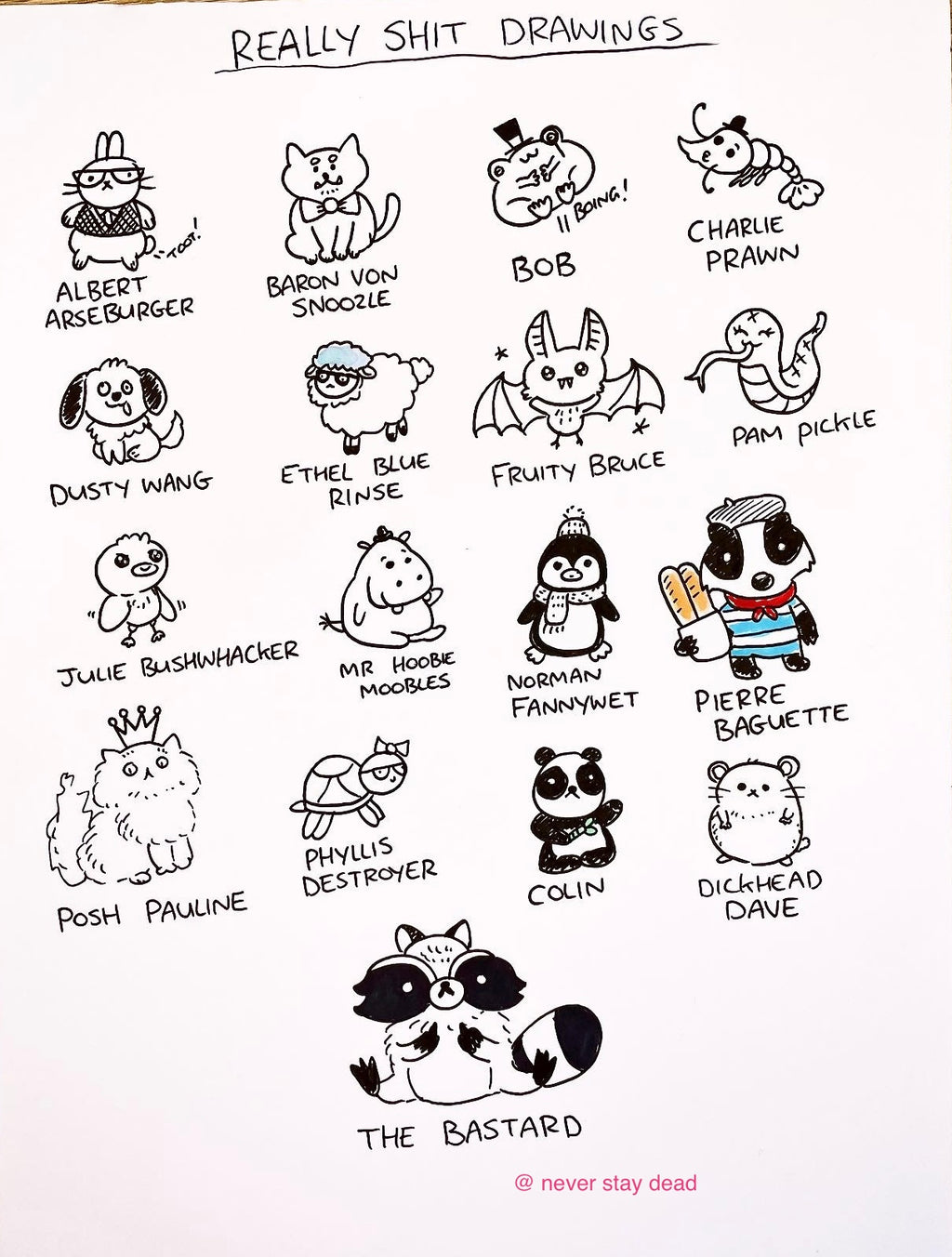 Original ‘Really Sh!t Drawings’ Doodle Sheet (A4)