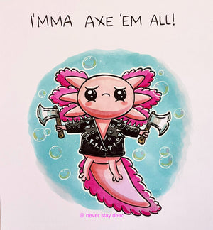 Mini Original ‘Heavy Metal Axolotl’ Drawing (A5)