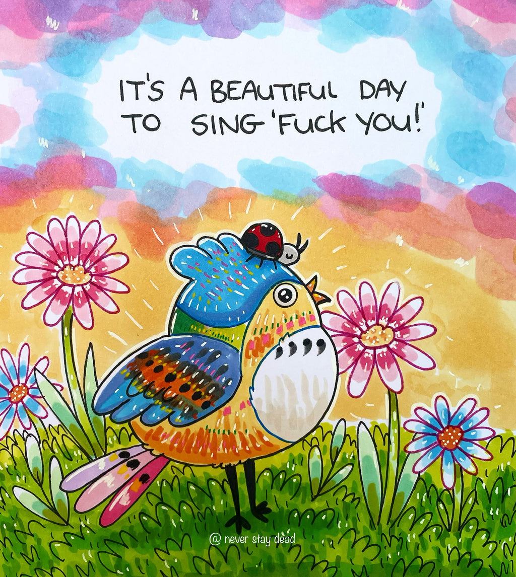 Mini Original ‘It’s A Beautiful Day To Sing…’ Drawing (A5)