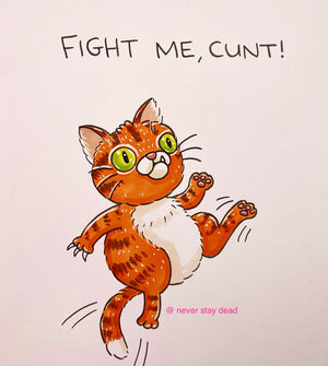 Mini Original ‘Fight Me Cat’ Drawing (A5)