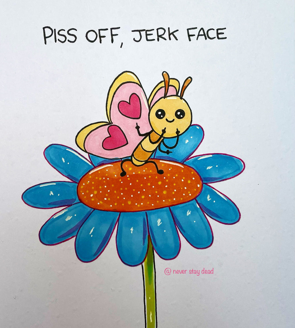 Mini Original ‘Jerk Face Butterfly’ Doodle (A5)