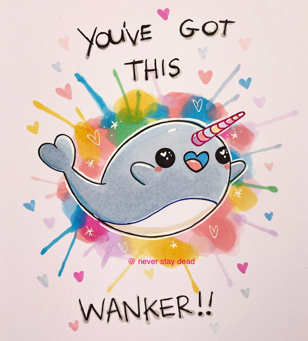 Mini Original ‘Motivational Narwhal’ Drawing (A5)