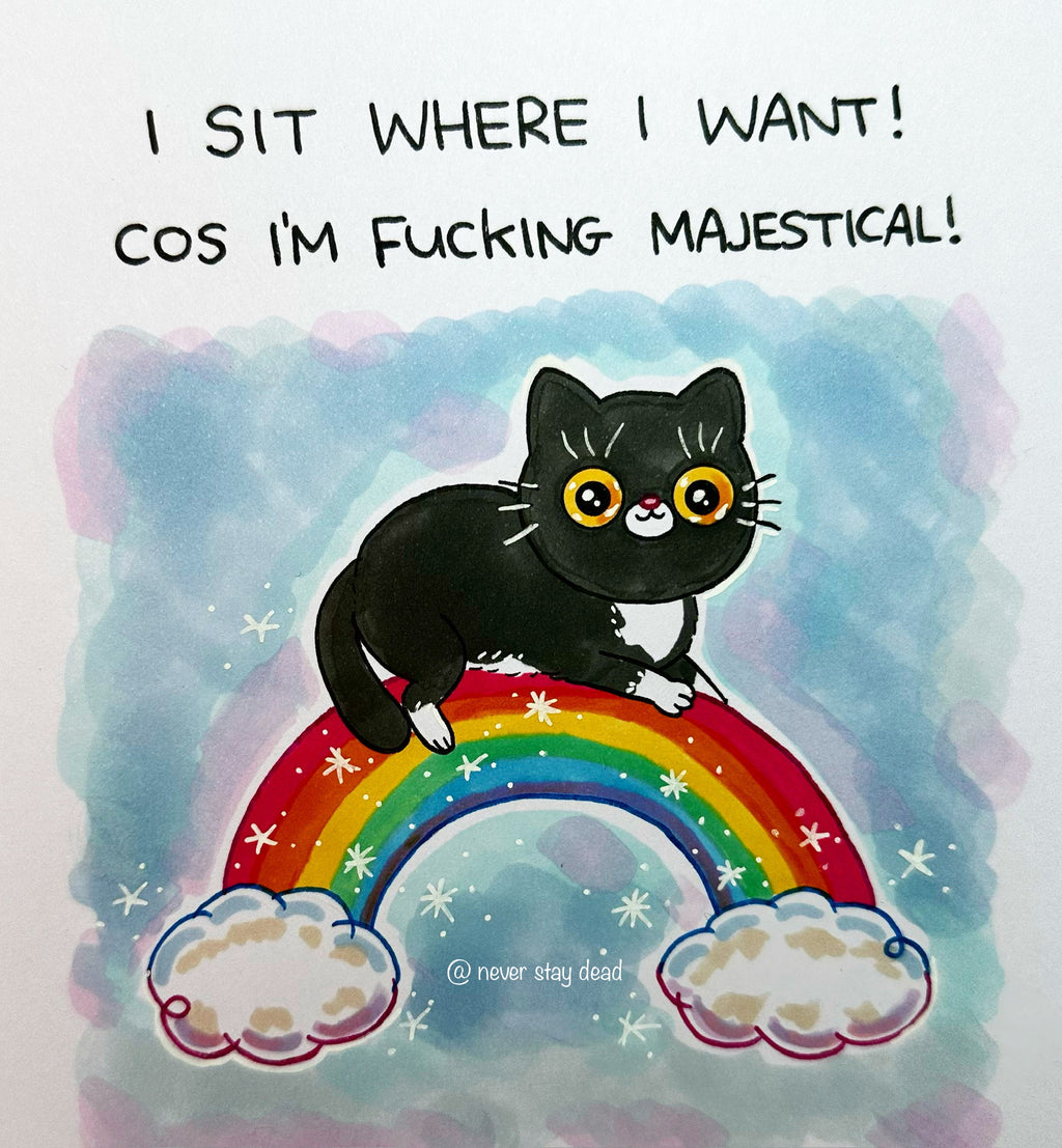 Mini Original ‘Rainbow Kitty’ Doodle (A5)