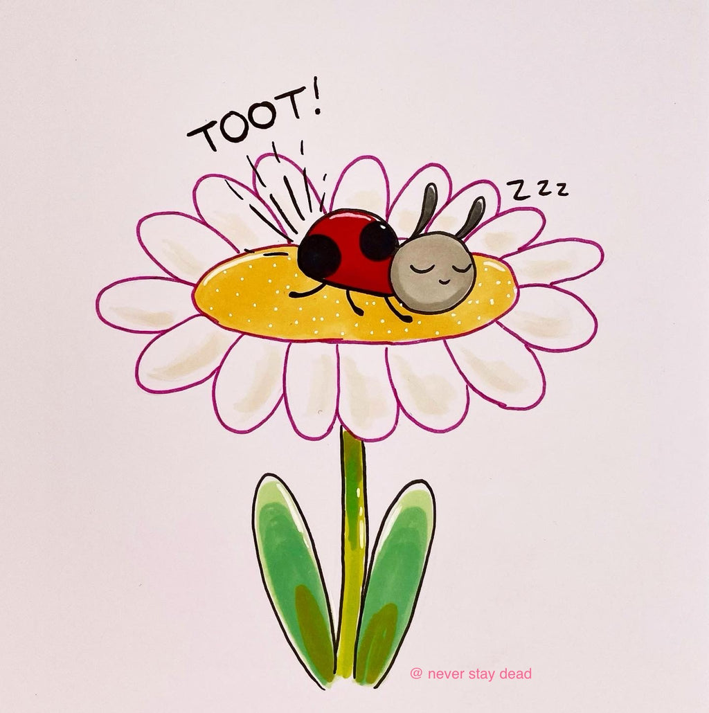 Mini Original ‘Tooting Ladybug’ Doodle (A5)