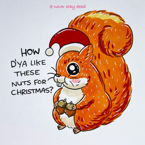 Mini Original ‘Christmas Squirrel’ Drawing (A5)