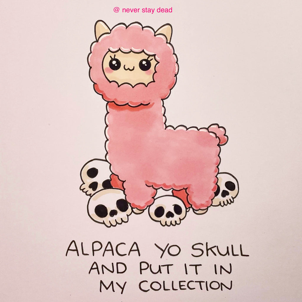 Mini Original ‘Alpaca & Skulls’ Drawing (A5)