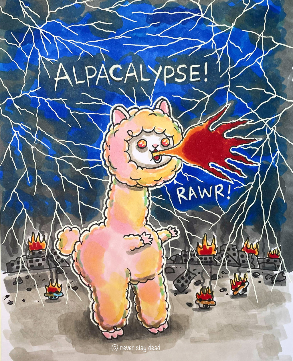 Mini Original ‘Alpacalypse’ Drawing (A5)