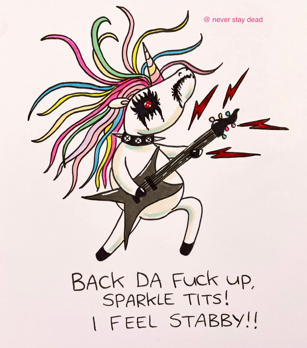 Mini Original ‘Metal Unicorn’ Drawing (A5)