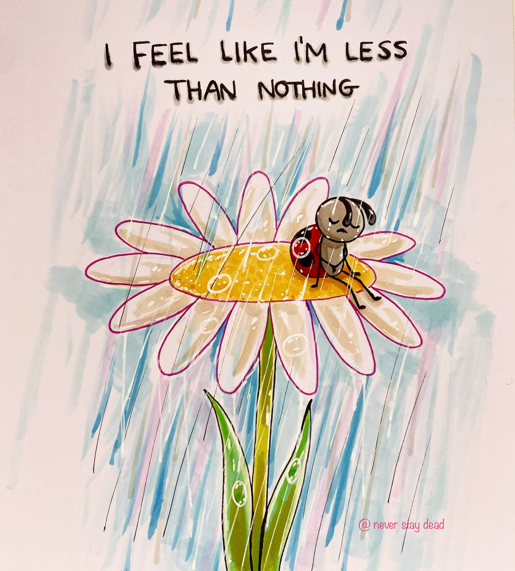Mini Original ‘Feel Like I’m Less Than Nothing’ Drawing (A5)