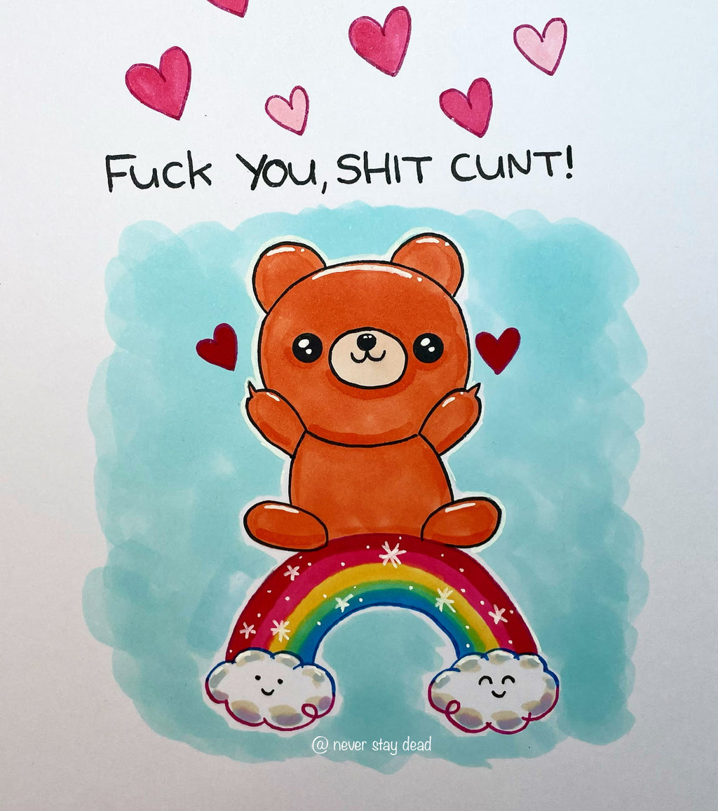 Mini Original ‘Rainbow Bear’ Doodle (A5)
