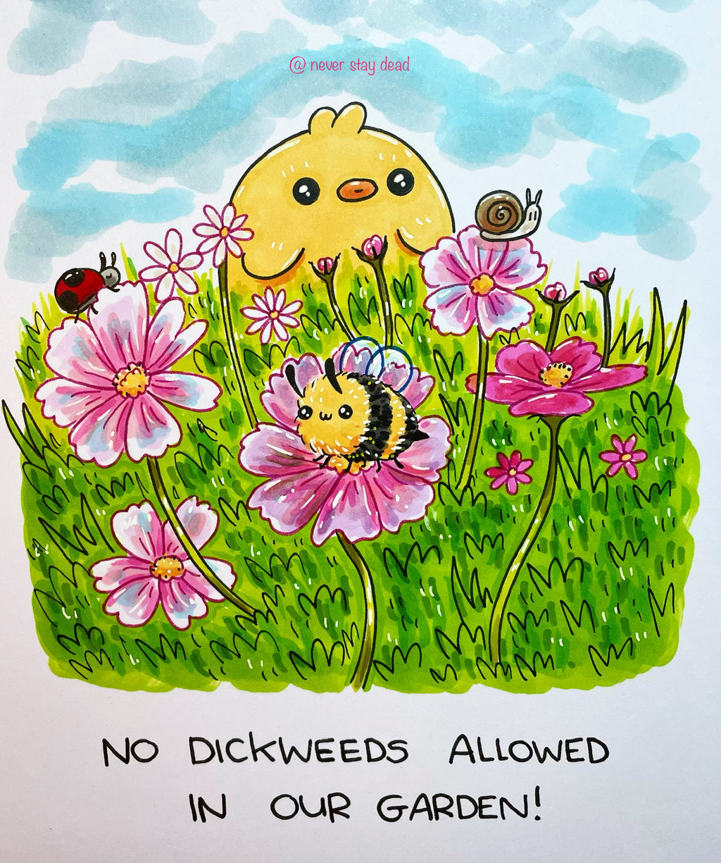Mini Original ‘No D!ckweeds…’ Drawing (A5)