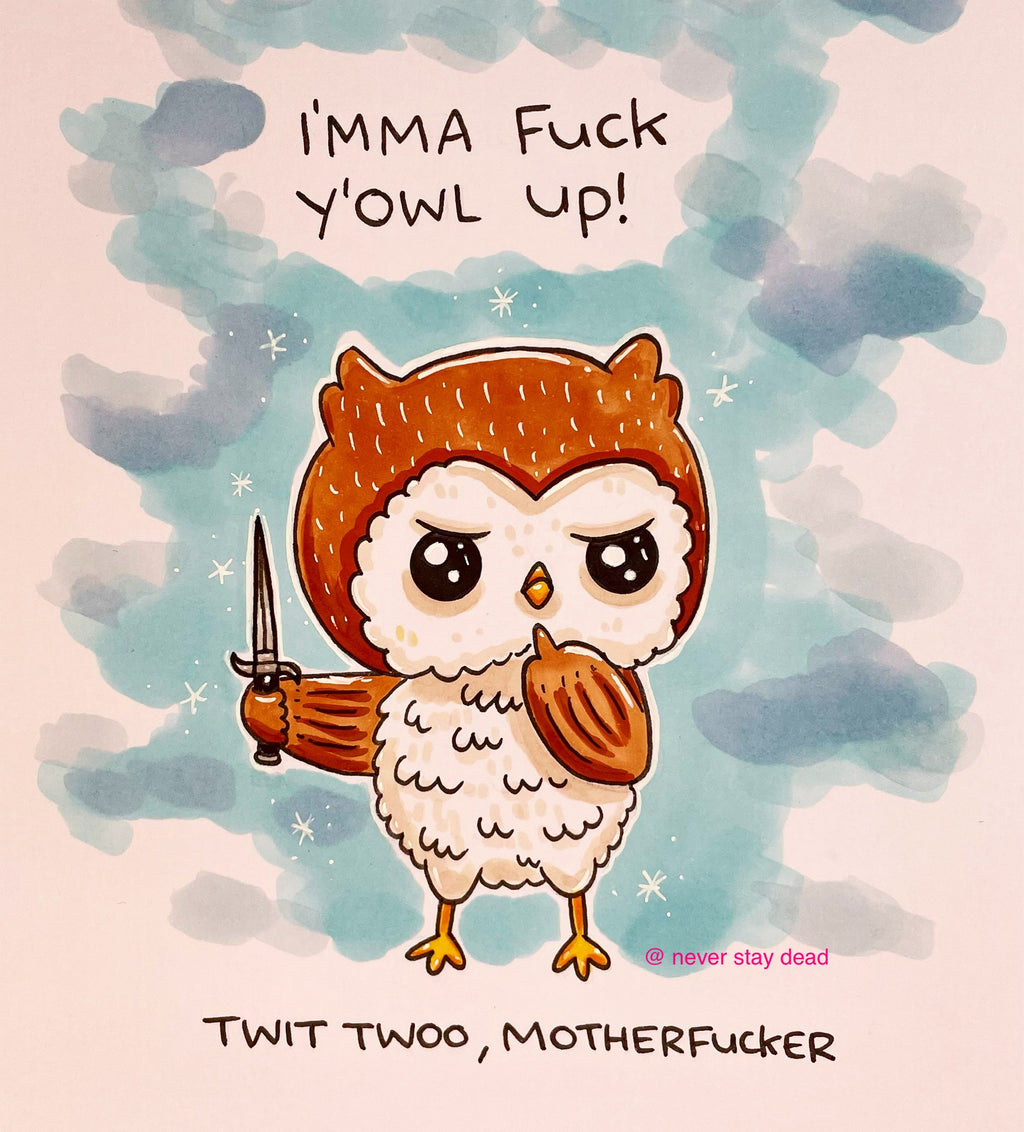 Mini Original ‘Twit Twoo’ Drawing (A5)