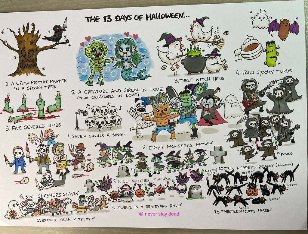 Original ‘13 Days Of Halloween’ Doodle Sheet