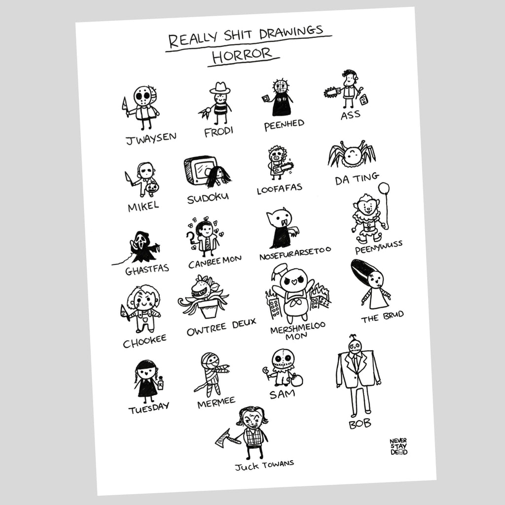 ‘Really Bad Horror Drawings’ Mini Print (A5)