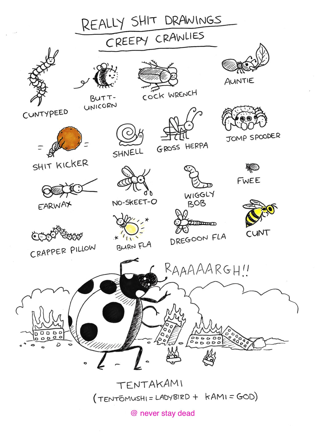 Original ‘Creep Crawlies’ Doodle Sheet (A4)