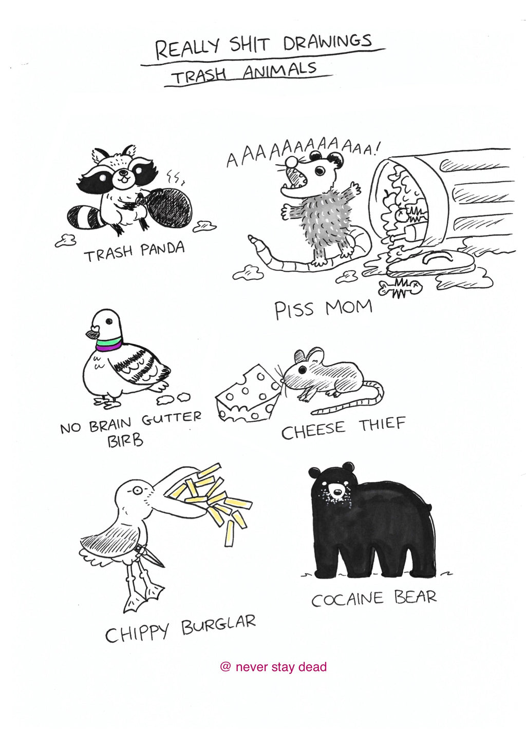 Original ‘Trashies’ Doodle Sheet (A4)