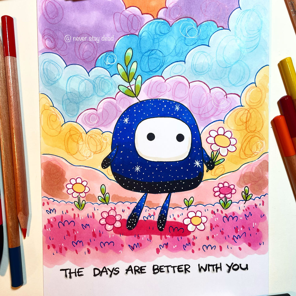Mini Original ‘The Days Are Better With You’ Mixed Media (A5)