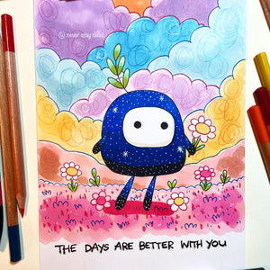 Mini Original ‘The Days Are Better With You’ Mixed Media (A5)