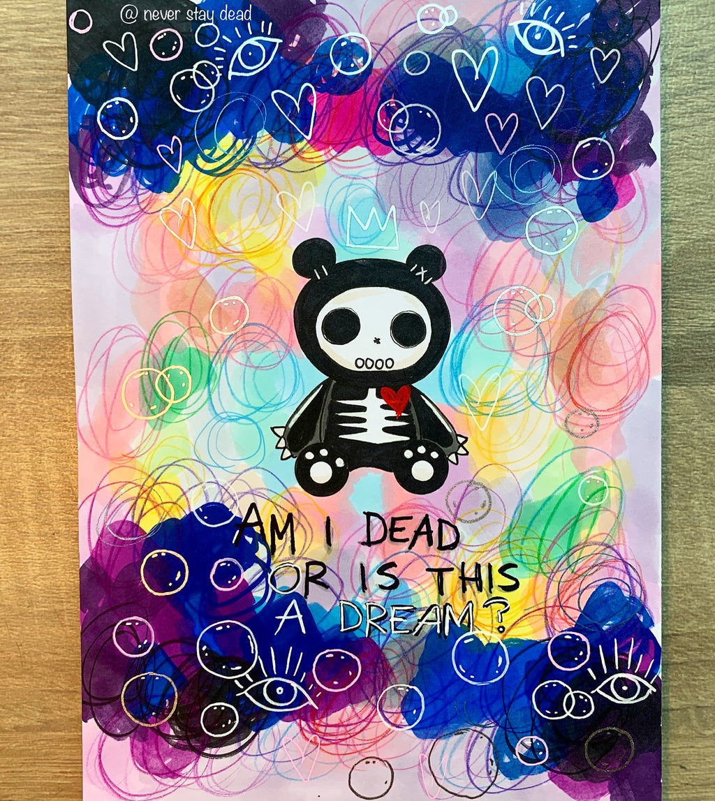 Mini Original ‘Am I Dead Or Is This A Dream’ Mixed Media Painting (A5)
