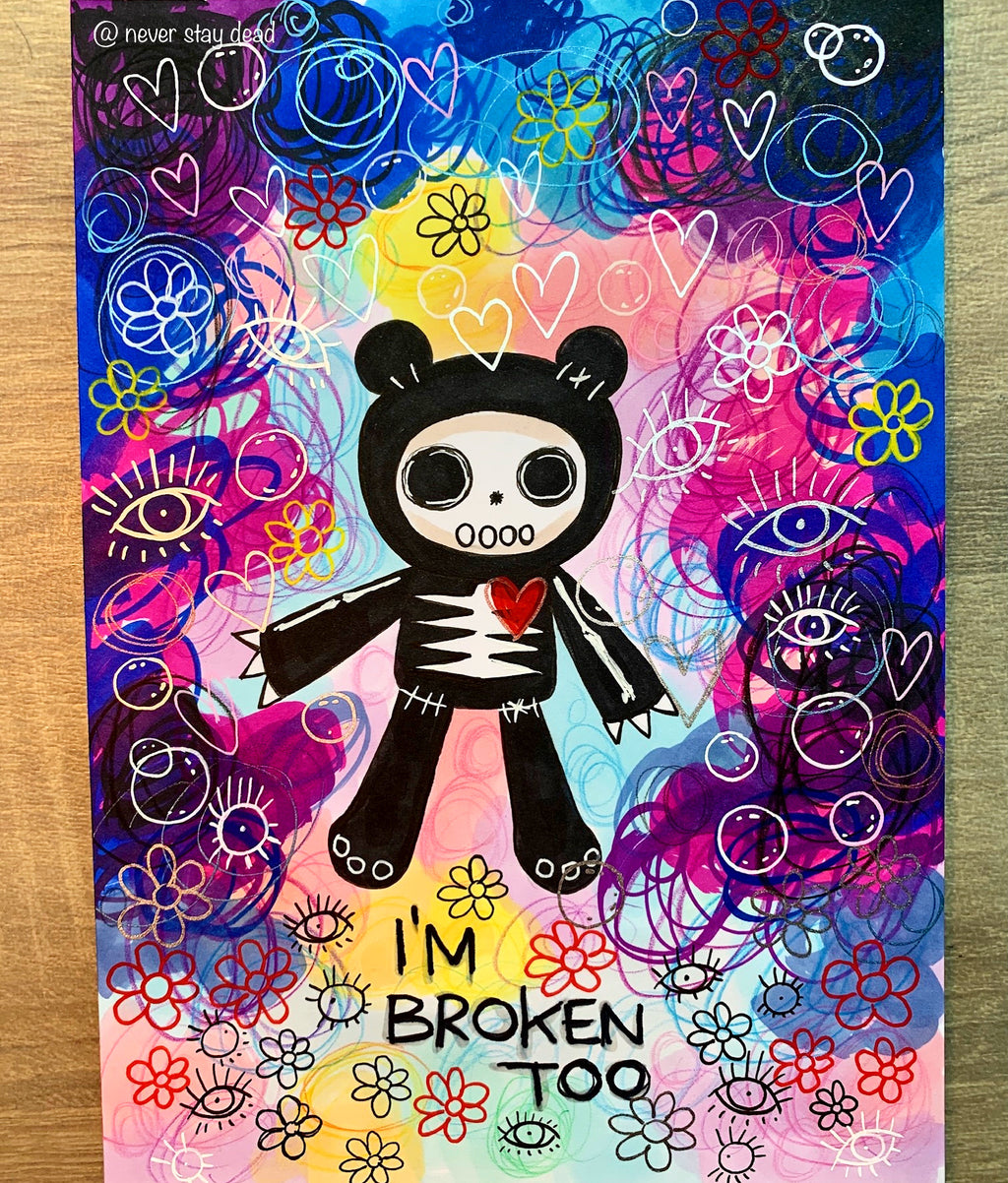 Mini Original ‘I’m Broken Too’ Mixed Media Painting (A5)