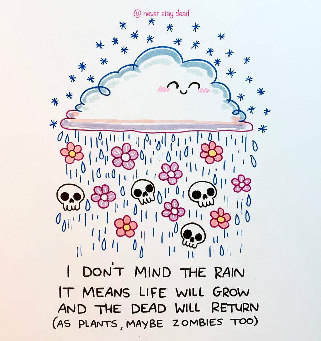 Mini Original ‘I Don’t Mind The Rain…’ Doodle (A5)