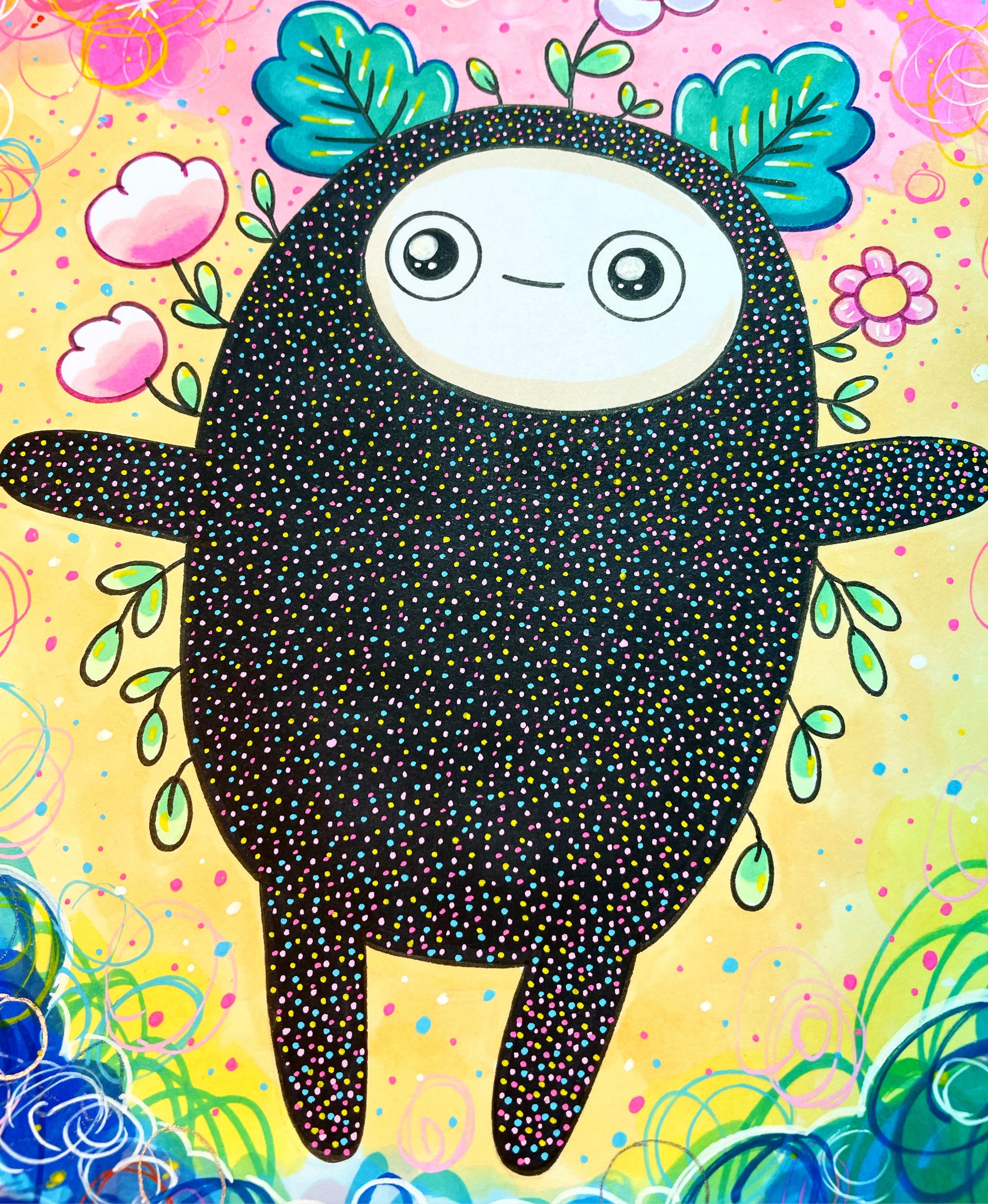 Original ‘Swirly Vivid Dream Monster’ Drawing (A4)