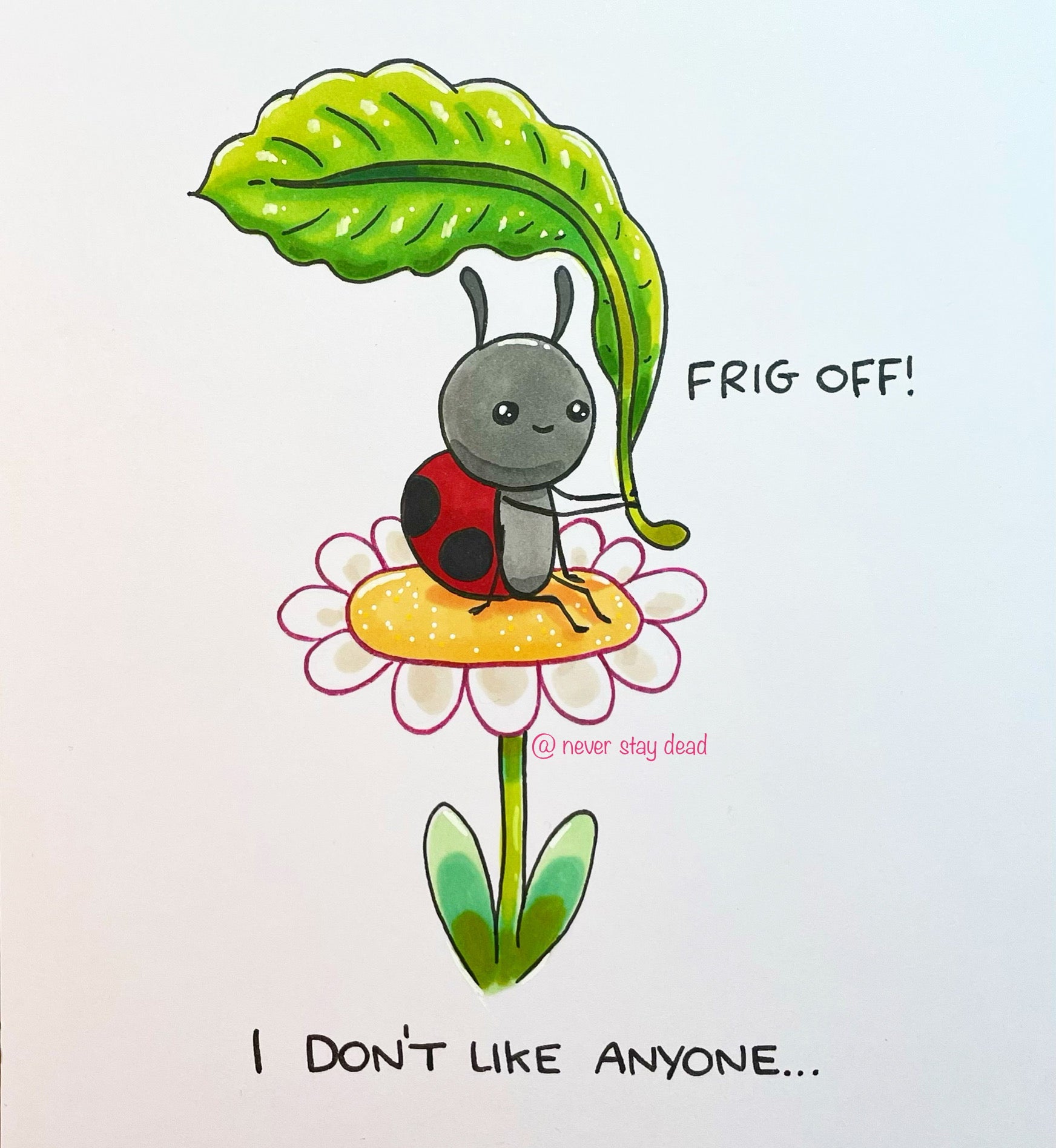 Mini Original ‘Frig Off’ Doodle (A5) – Never Stay Dead