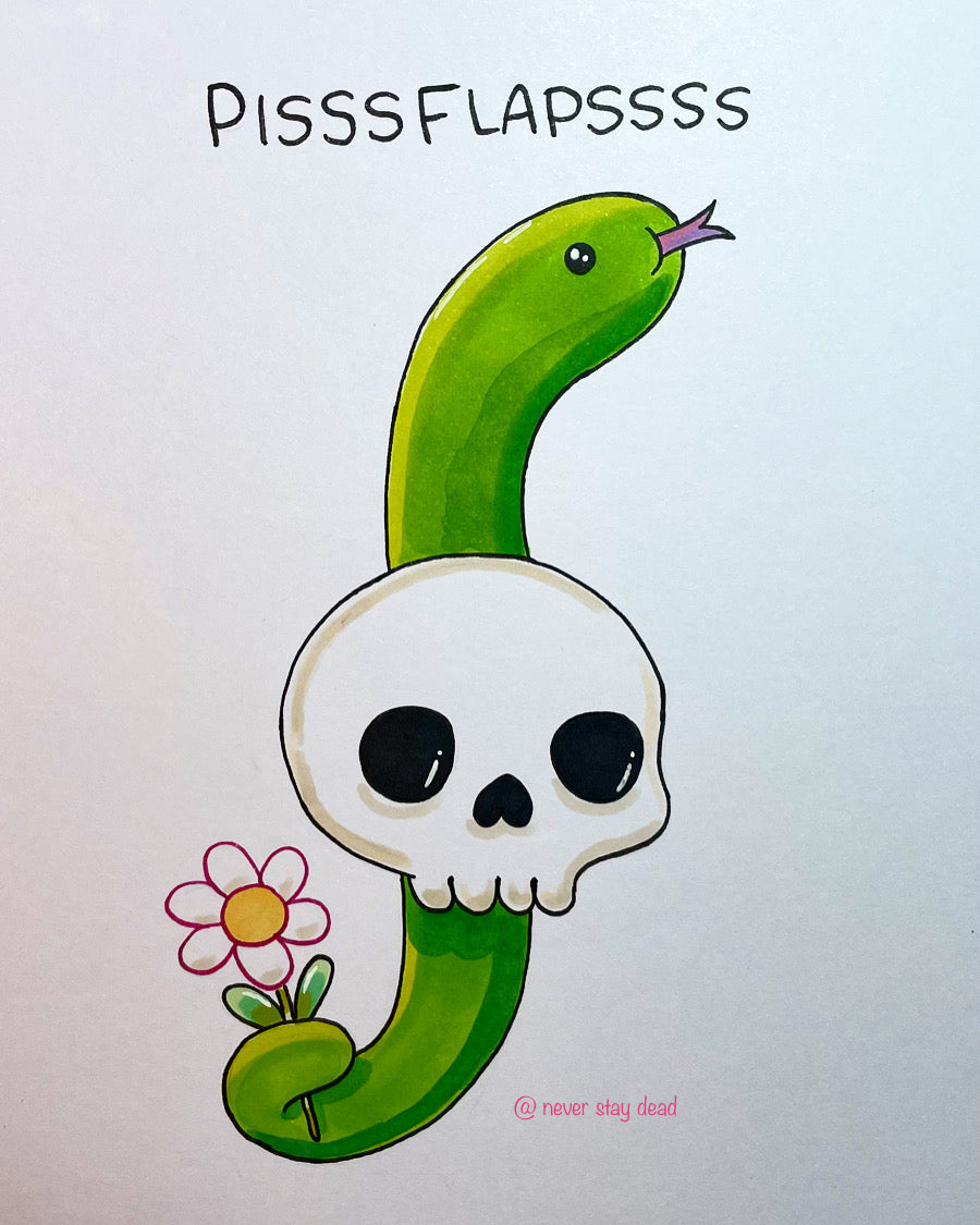 Mini Original ‘Skull & Snake’ Drawing (A5)