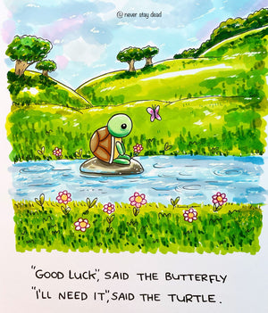Mini Original ‘Turtle And Butterfly’ Drawing (A5)