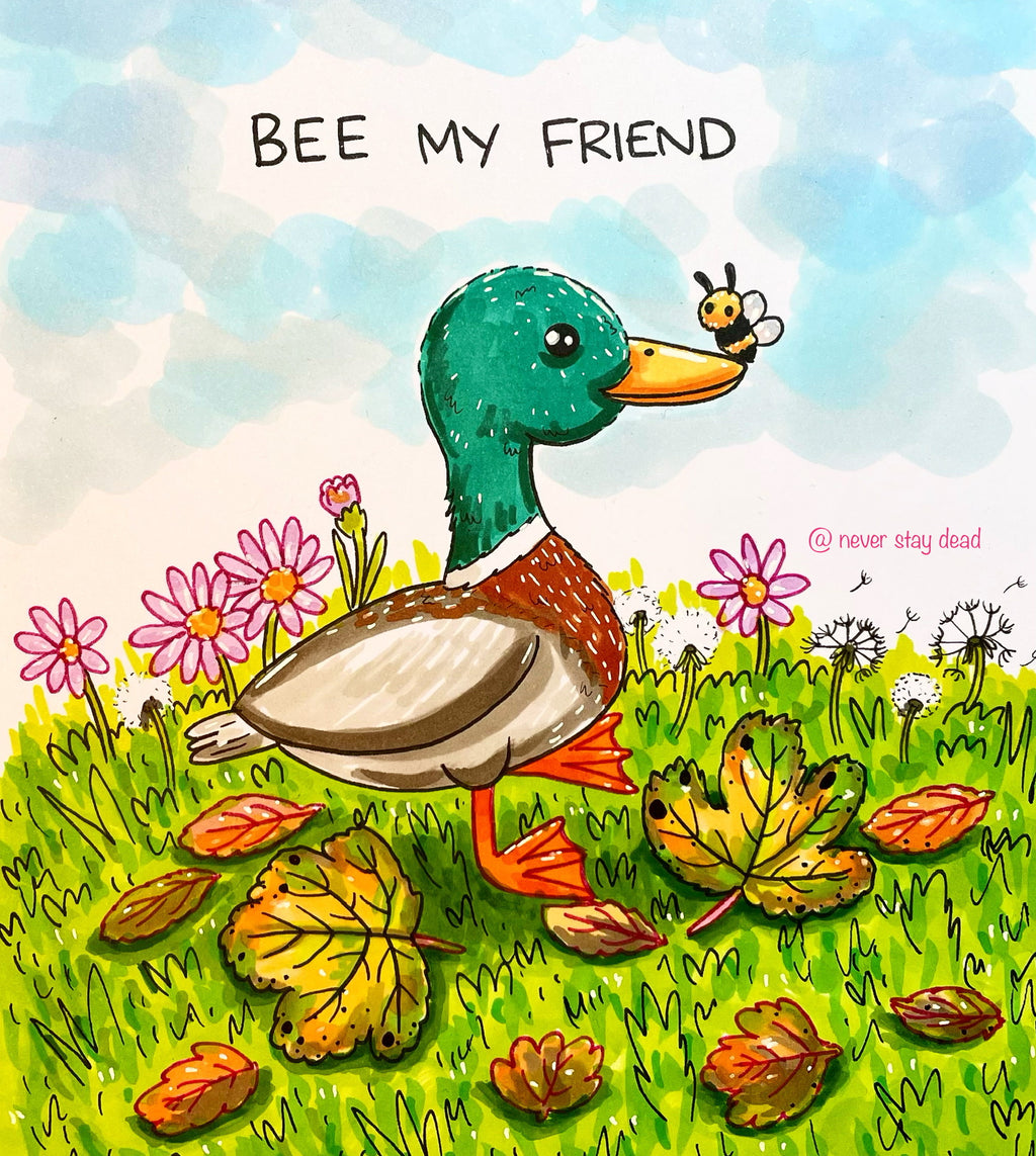 Mini Original ‘Bee My Friend’ Drawing (A5)