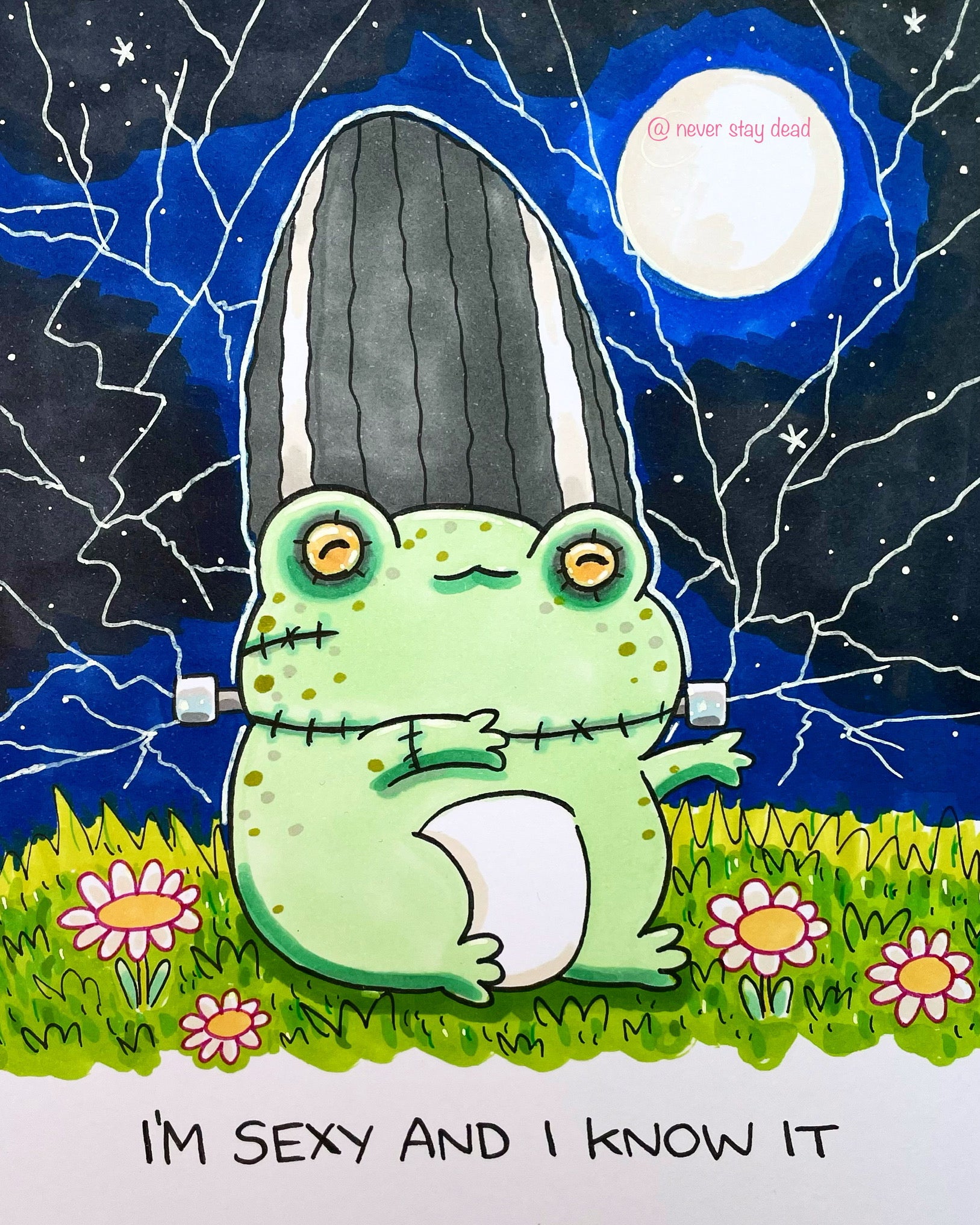 Frogenstein Mini Original ‘Bride Of Frogenstein’ Drawing (A5) – Never Stay Dead