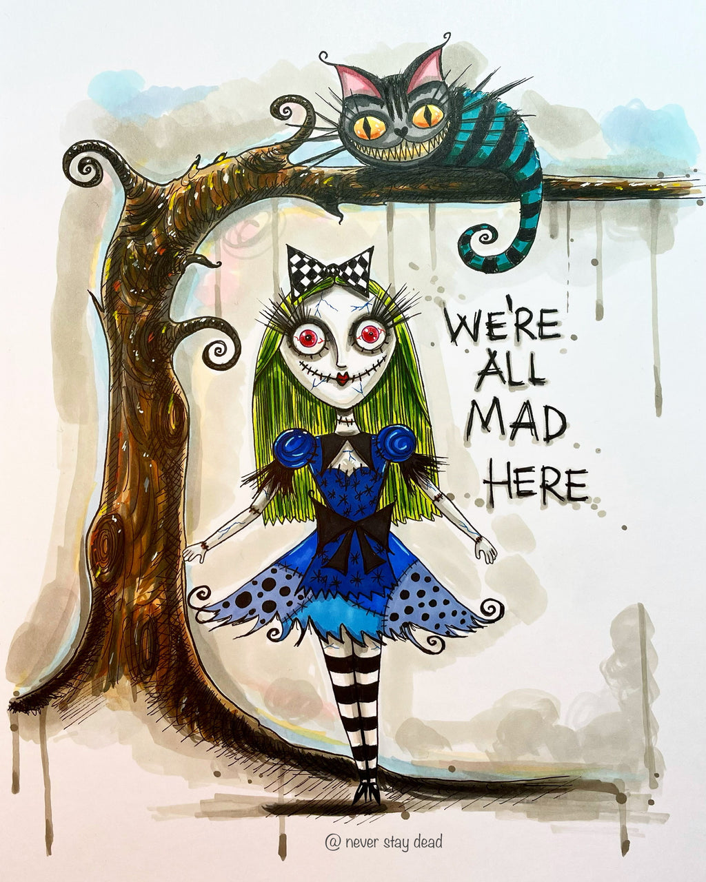 Original ‘We’re All Mad Here’ Drawing (A4)