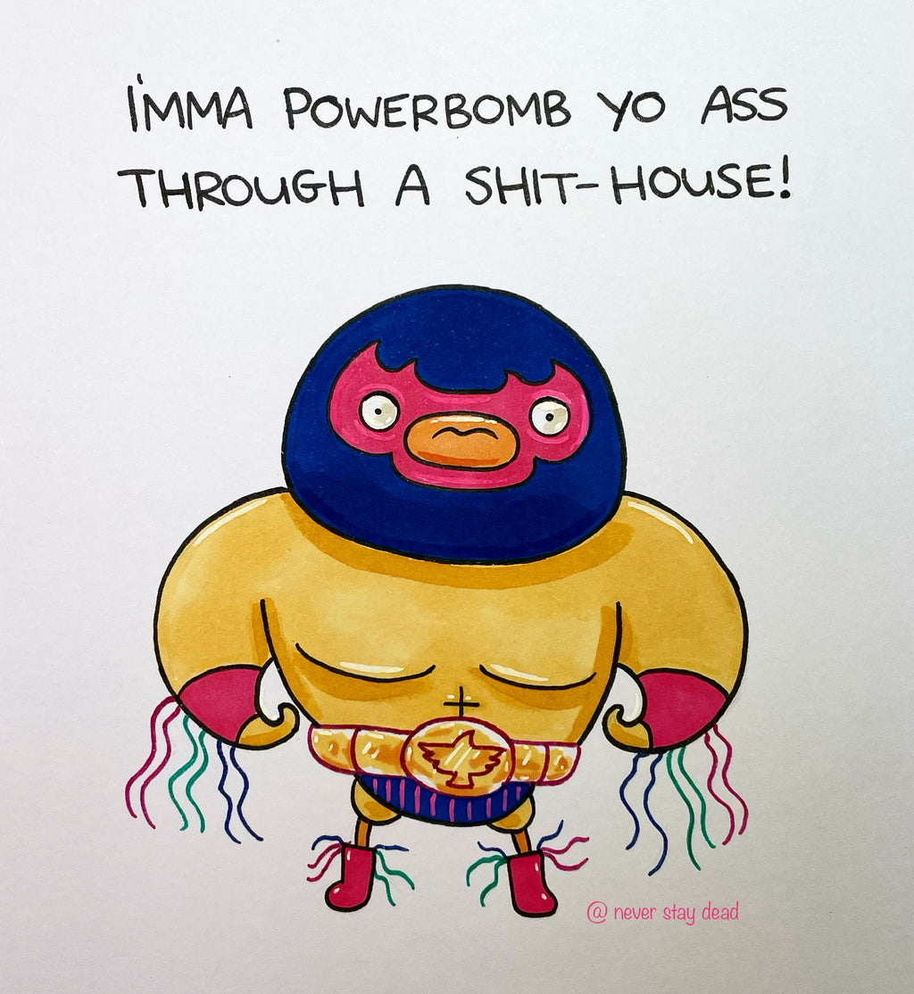 Mini Original ‘Wrestling Duck’ Drawing (A5)