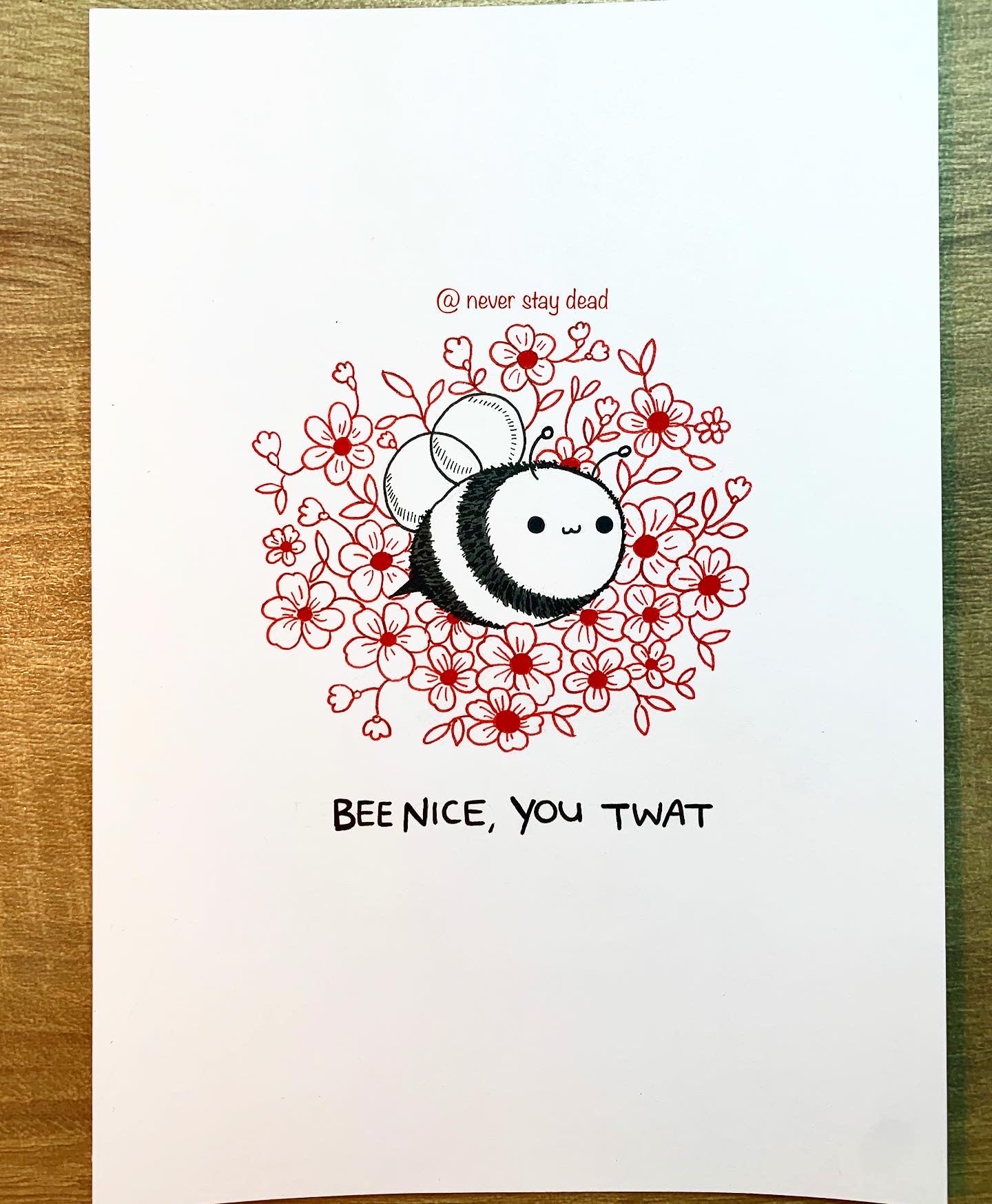 Mini Original ‘Bee Nice...’ Doodle (A5)