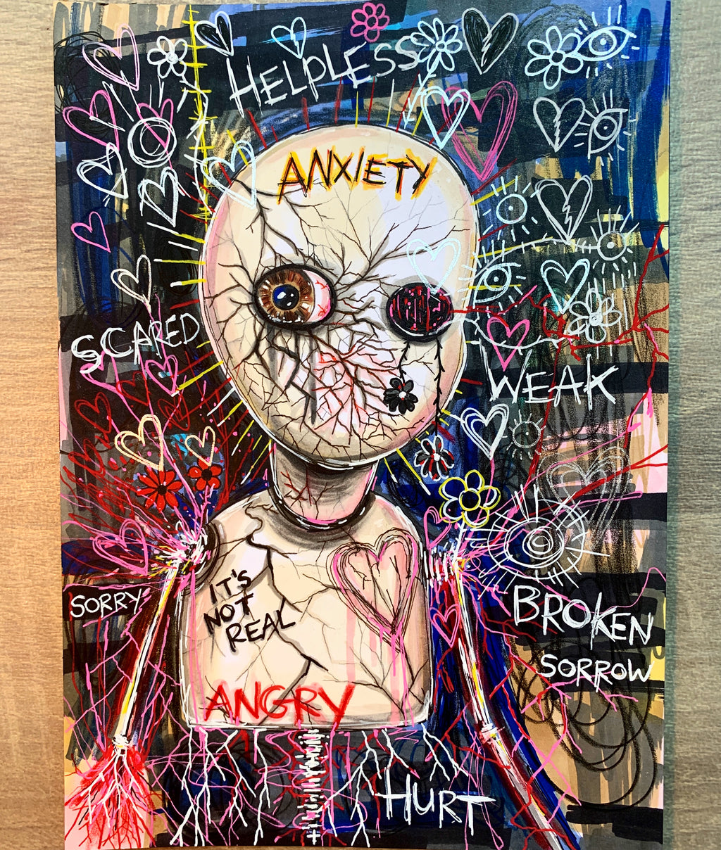 Mini Original ‘Broken Doll’ Mixed Media (A5)