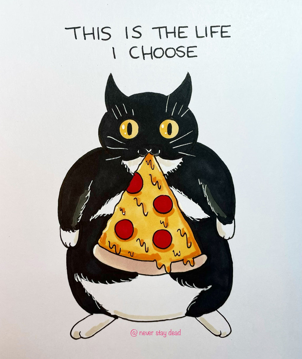 Mini Original ‘Pizza Cat’ Doodle (A5)