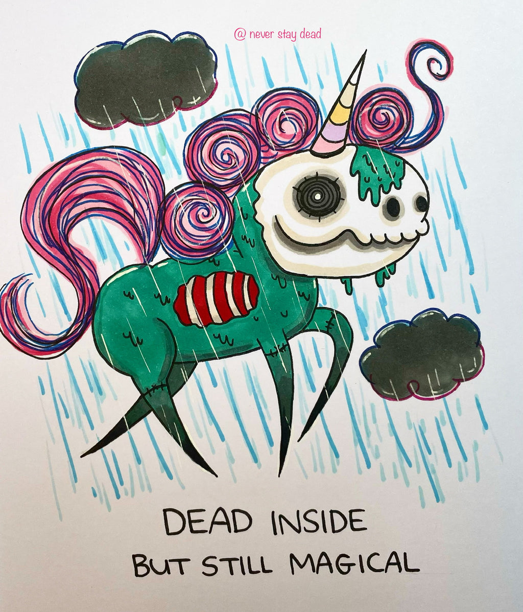Mini Original ‘Zombie Unicorn’ Drawing (A5)