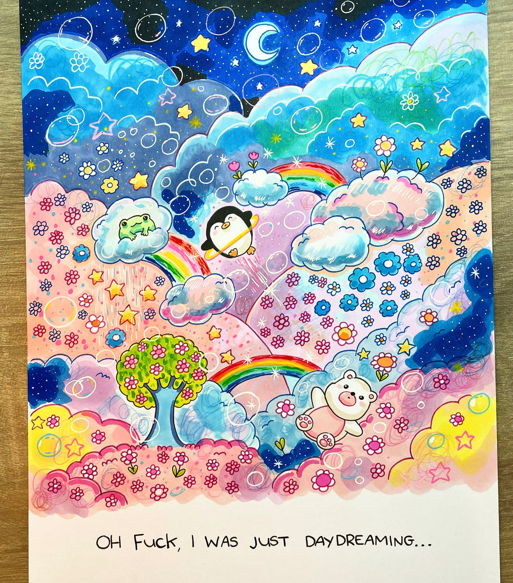 Original ‘Daydreaming’ Mixed Media (A4)