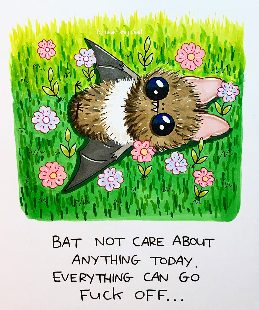 Mini Original ‘Bat Not Care...’ Drawing (A5)